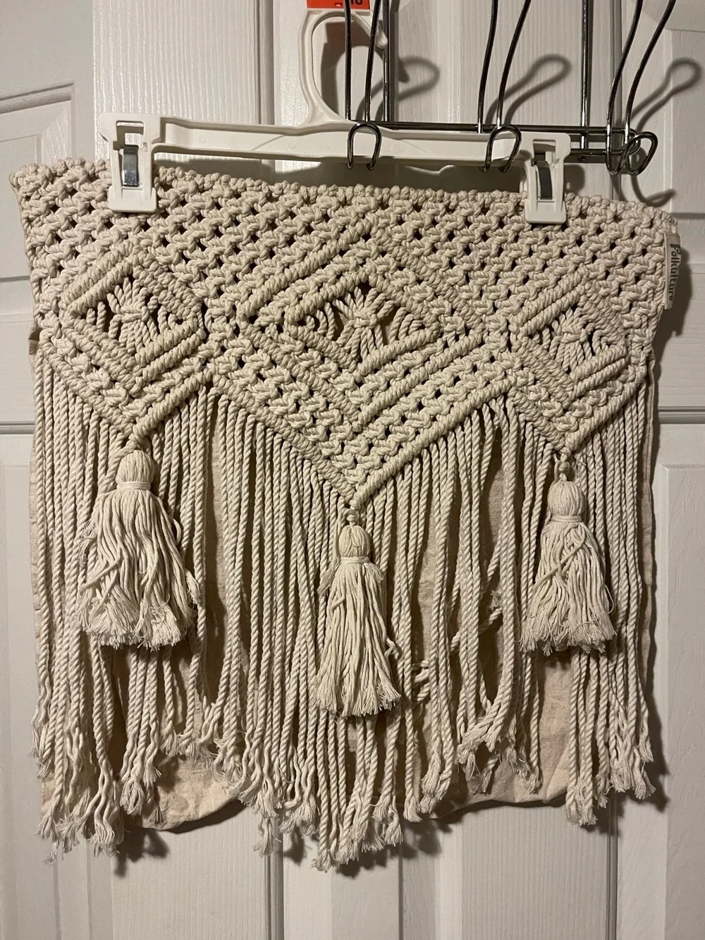 Cream Macrame Boho Throw Pillow Cover